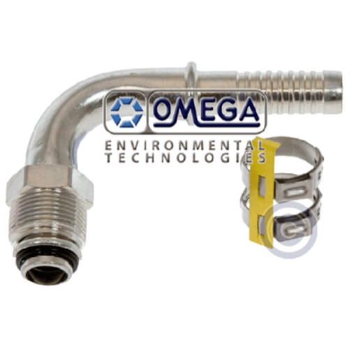 Omega 90 Deg. O-Ring Type Steel Fitting No. 10 Air-O-Crimp with Clamp - 35-AN1423C Omega 90 Deg. O-Ring Type Steel Fitting No. 10 Air-O-Crimp with Clamp - 35-AN1423C
