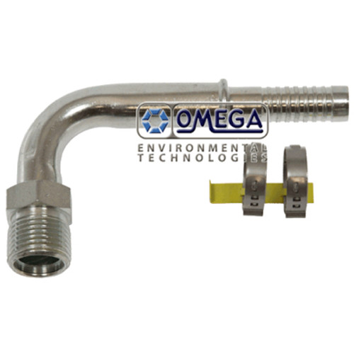 Omega 90 Deg. O-Ring Type Steel Fitting No. 6 Air-O-Crimp with Clamp - 35-AN1821C