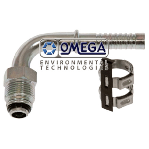 Omega 90 Deg. O-Ring Type Steel Fitting No. 8 Air-O-Crimp with Clamp - 35-AN1425C