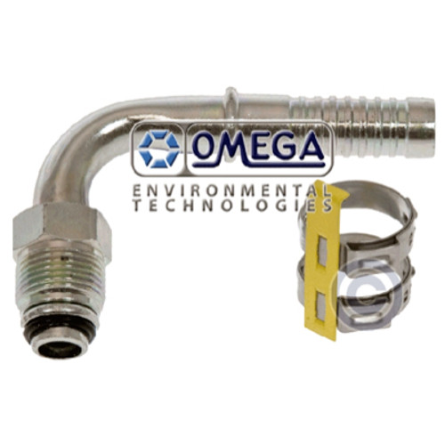 Omega 90 Deg. O-Ring Type Steel Fitting No. 10 Air-O-Crimp with Clamp - 35-AN1426C