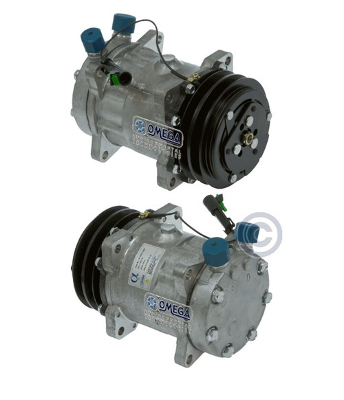 Sanden Compressor Model SD7H15 12V with 125mm Clutch Diameter and Vertical O-Ring Fitting - 20-10071-AM by Omega 