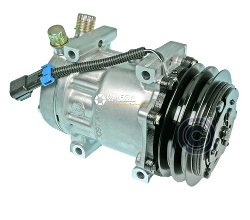 Sanden Compressor Model SD7H15 12V with 132mm Clutch Diameter and Vertical O-Ring Fitting - 20-04752 by Omega 