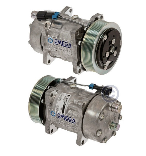 Sanden Compressor Model SD7H15 12V with 130mm Clutch Diameter and Horizontal O-Ring Fitting - 20-04700 by Omega 