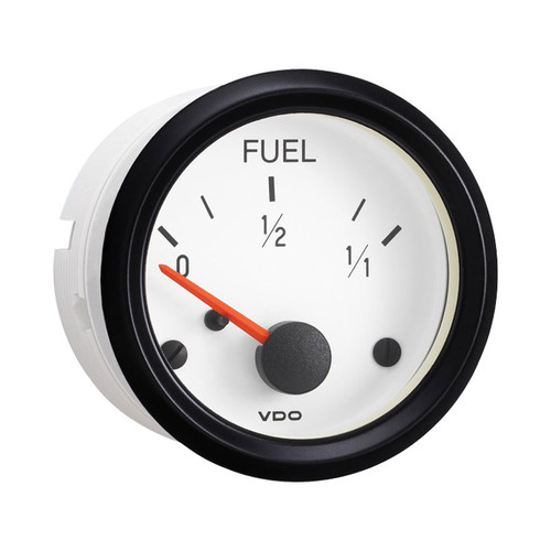 VDO 2-1/16 in. Cockpit White Electric Fuel Gauge 12V Use with 10-184 Ohm Sender - 301 216