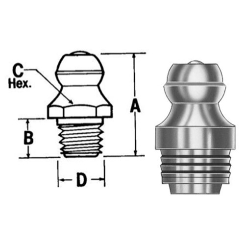 Lincoln Drive Type Straight Boxed Grease Fitting 37/64 in. - Box of 100 - 5031C