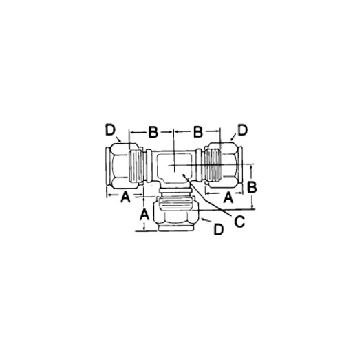 Lincoln Carbon Steel 3/8 in. O.D. Tube Union Tee Heavy-Duty Fitting 5000PSIG/340Bar - 69095