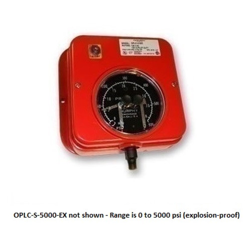 Murphy Explosion-Proof 0-5000 PSI Surface Mount Pressure Swichgage with Low Limit Lockout Switch - OPLC-S-5000-EX