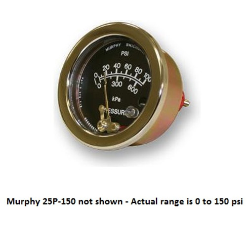 Murphy 0-150 PSI Mechanical Pressure Swichgage 2.5 in. with Plated Steel Case - 25P-150