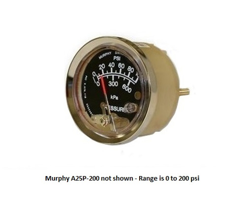 Murphy 0-200 PSI Mechanical Pressure Swichgage 2.5 in. with Polycarbonate Case - A25P-200