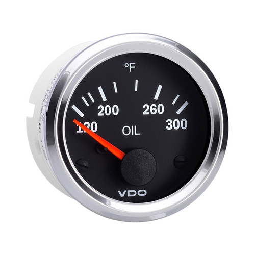 VDO Vision Chrome 300F Temperature Gauge 12V with VDO Sender and Metric Thread Adapters - 310 1962