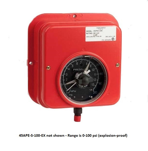 Murphy Explosion-Proof 0-100 PSI Surface Mount Swichgage Instrument - Square Case - 45APE-S-100-EX