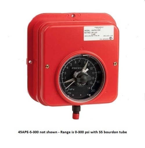 Murphy 0-300 PSI Surface Mount Swichgage Instrument - Square Case - 45APE-S-300