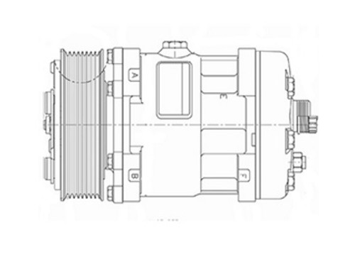 Sanden OEM SD7H15 Compressor 12V R-134a with MDA Head Type and PV8 Clutch Type - 1401120 by Kysor