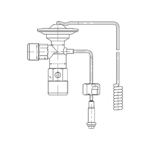 Kysor Capillary Tube Type Externally Equalized Expansion Valve with 5/8-18 Male O-Ring Inlet and 3/4-16 Male O-Ring Outlet - 1814001