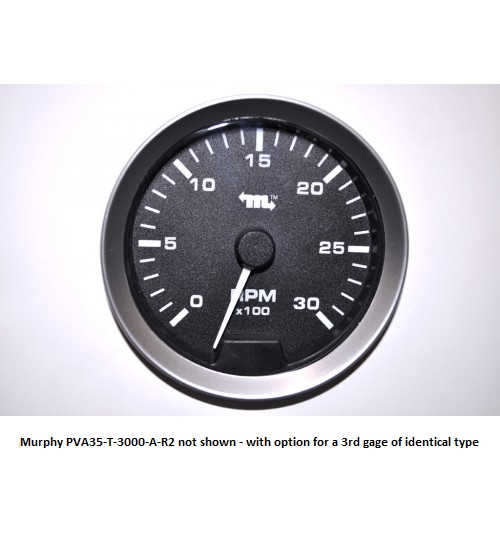 Murphy 3000 RPM PowerView Analog Tachometer Gage 3.5 in. with Brushed Silver Bezel - Flat Lens - PVA35-T-3000-A-R2