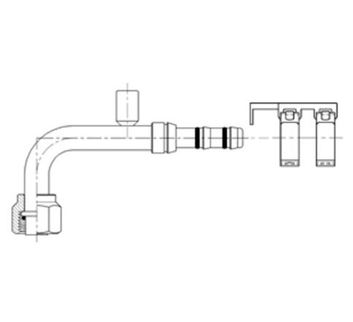 Atco 90 Degree Female O-Ring AIR-O-CRIMP Fitting No. 10 with 13mm R134 Service Port  and Clamp Assembly - 2660027 by Kysor