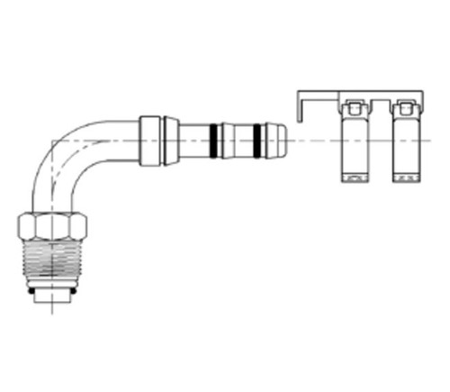 ATCO 90 Degree Male O-Ring AIR-O-CRIMP Fitting No. 12 with Clamp Assembly - 2660049 by Kysor