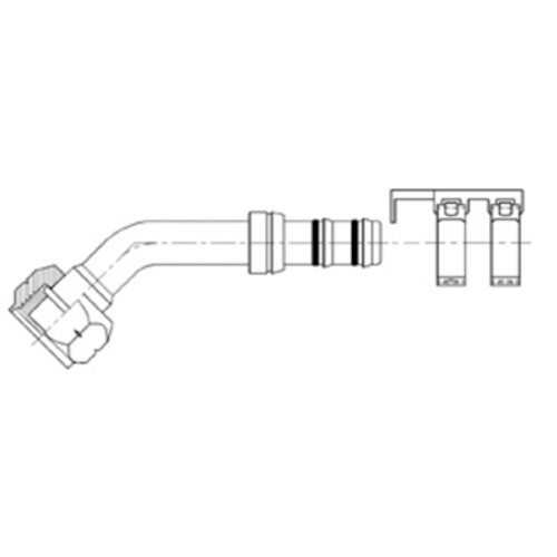 Kysor 45 Deg. Female O-Ring Fitting with Clamp Assembly - No. 6 x No. 6 - 2660031