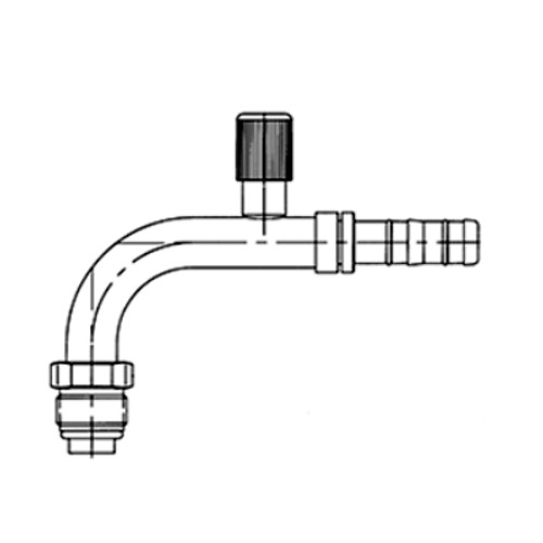 Kysor EZ Clip 90 Degree Elbow Male O-Ring Fitting Short Pilot No. 10 with 16mm R-134a High Side Charge Port - 2631593