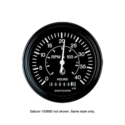 Datcon - 3 3/8-in. Tachometer w/ Hourmeter Gauge 0-6000 RPM - 103692