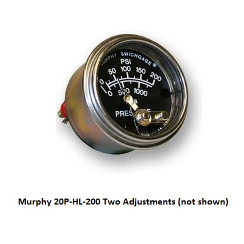 Murphy 0-200 PSI Mechanical Pressure Swichgage 2 in. with High/Low Contacts - Plated Steel - 20P-HL-200