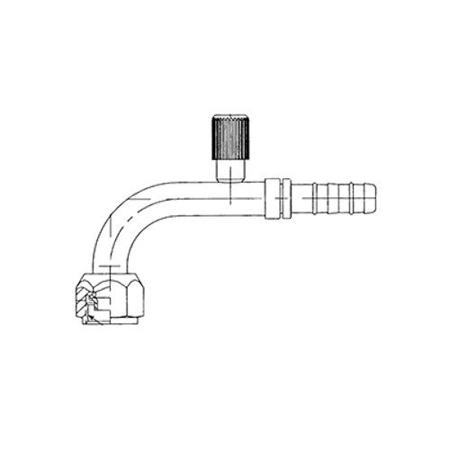 Kysor 90 Deg. Elbow Female O-Ring Fitting Short Pilot No. 10-No. 12 with R134A Low Side Charge Port - 2632597