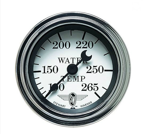 Stewart Warner Mechanical White Water Temperature Gauge 100-265F with 96 in. Capillary Tubing - 82479-96