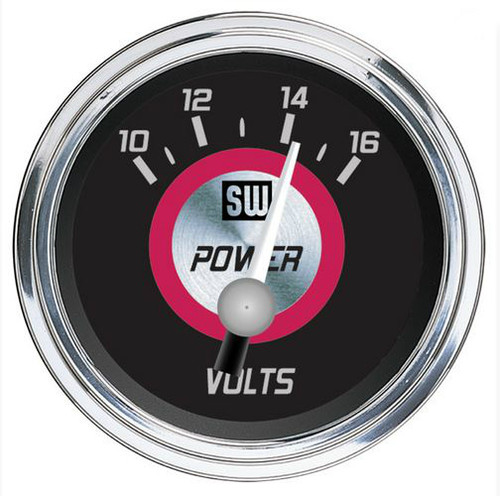 Stewart Warner 2-1/16 in. Power Series Electric Voltmeter 10-16V - 82754
