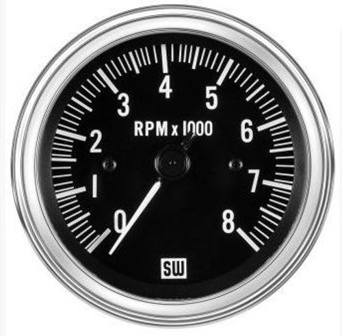 Stewart Warner Deluxe Electrical Battery Ignition Signal Tachometer 8000 RPM 12V 3-3/8 - 82163