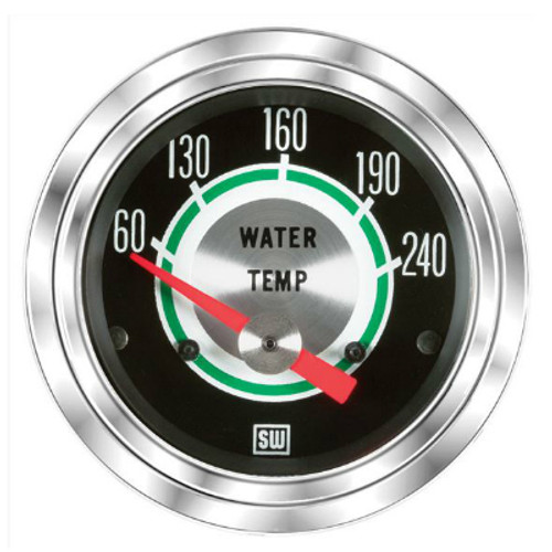 Stewart Warner 2-1/16 in. Green Line Electrical Water Temperature Gauge 60-240F - 311CC 