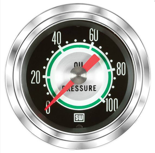 Stewart Warner Green Line Mechanical Oil Pressure Gauge 0-100 PSI 12V 2-1/16 in. - 360DP