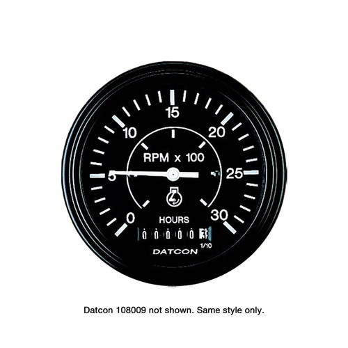 Datcon - 3 3/8-in. Tachometer w/ Hourmeter Gauge 0-3000 RPM - 108009