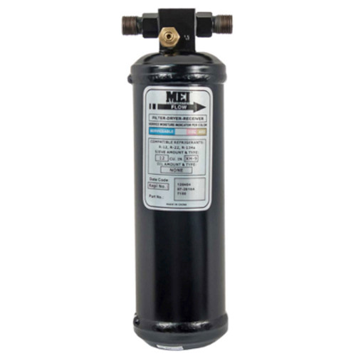 MEI Pressure Relief Steel Receiver Drier 2.75 in. Diameter x 10 in. Length with 3/8 in. No. 6 MIO - Top Glass - 7155