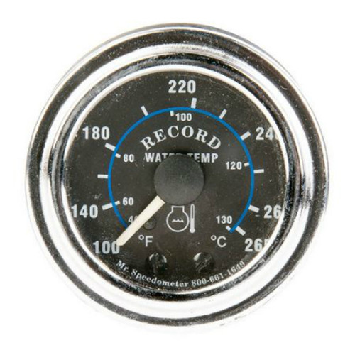 Mr. Speedometer 2-1/16 in. Diamond Chrome Mechanical Water Temperature Gauge 100-265F - HG187