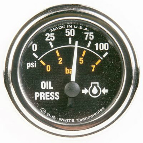 Mr. Speedometer 2-1/16 in. Diamond Chrome Electric Oil Pressure Gauge 100 PSI - HG148