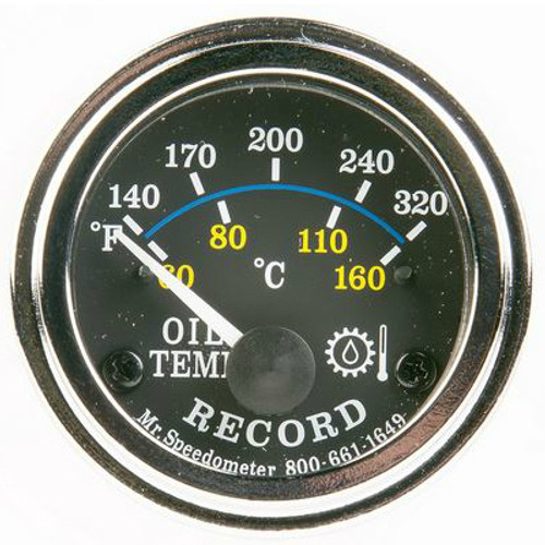 Mr. Speedometer 2-1/16 in. Diamond Chrome Electric Oil Temperature Gauge 140-320F - HG156