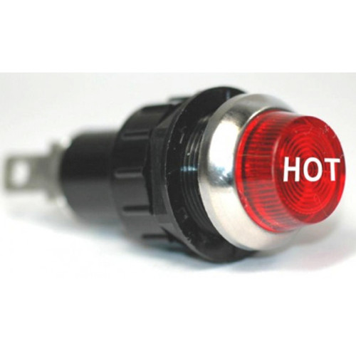 K-Four Chrome Bezel Large Indicator Switch 3/4 in. 12V with Replaceable Lamp and Red-HOT Lens - 17-430-10