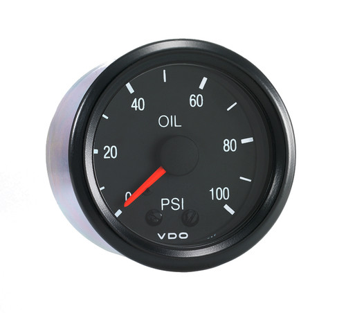 VDO 2-1/16 in. Cockpit 100 PSI Mechanical Oil Pressure Gauge 12V - Bulk Pkg - 150-030B