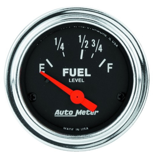 Autometer Traditional Chrome 2-1/16 in. Fuel Level Gauge with 16 Ohms/158 Ohms Range - 2518