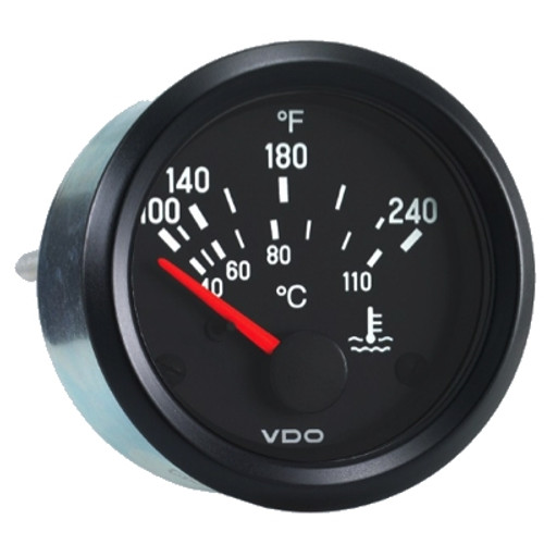 VDO Cockpit International 240F/110C Electrical Water Temperature Gauge 12V Use with US Sender - Bulk Pkg - 310-907B