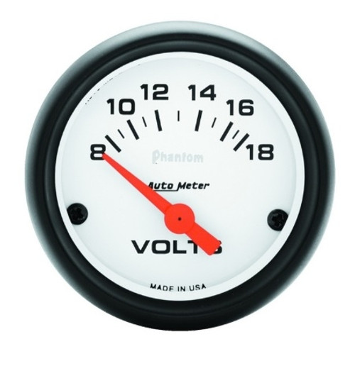 Autometer Phantom 2-1/16 in. Voltmeter with 8-18V Range - 5791