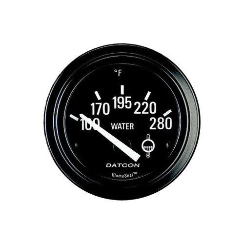 Datcon 52mm IllumaSeal Water Temperature Gauge 100-280F 12V with Black Bezel - 104242