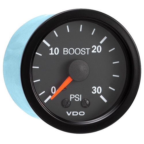 VDO 2-1/16 in. Vision Black 30 PSI Mechanical Boost Gauge 12V - Bulk - 150-104B