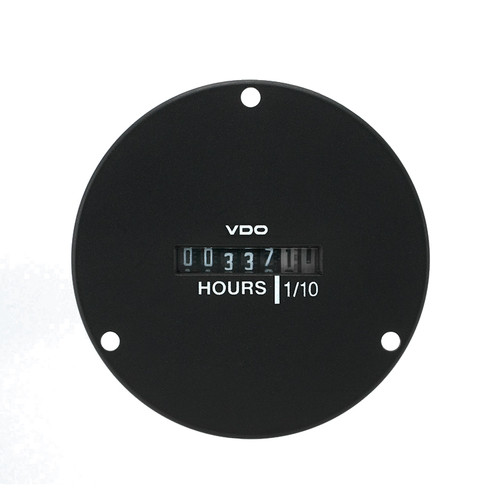 VDO 1.4 in. x 0.9 in. Non Illuminated 10K Hours 3-Hole Flange Hourmeter 12-60V - 331-958