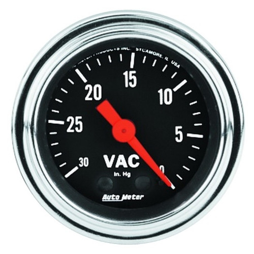 Autometer Traditional Chrome 2-1/16 in. Vacuum Gauge 30 in. HG Range - 2484