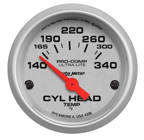 Autometer Ultra-Lite 2 1/16 in. Cylinder Head Temperature Gauge with 140-340 Degrees F - 4336