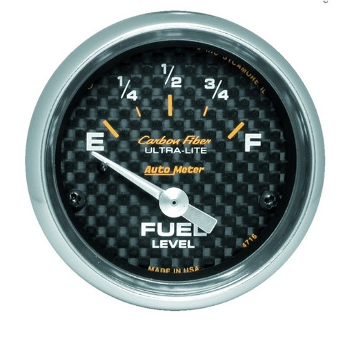 Autometer Carbon Fiber 2-1/16 in. Fuel Level Gauge with 240-33 Ohms Range - 4716