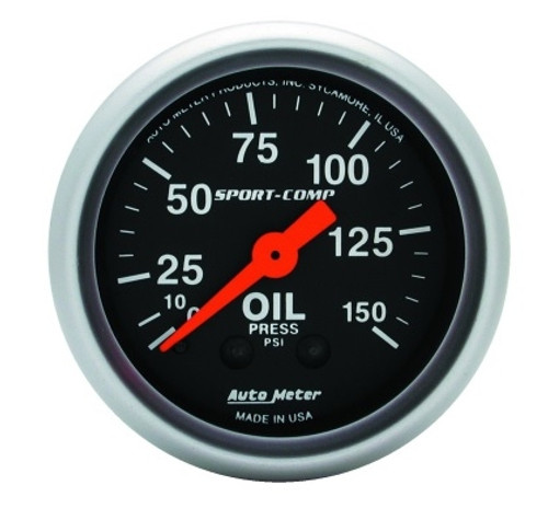 Autometer Sport-Comp 2-1/16 in. Oil Pressure Gauge with 0-150 PSI - 3323