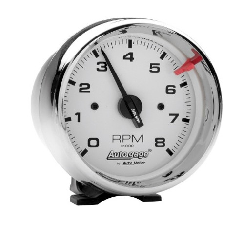 Autogage 3-3/4 in. White/Chrome Tachometer with 8,000 RPM - 2304 by Autometer