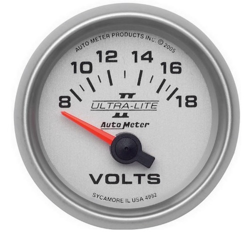 Autometer Ultra-Lite II 2-1/16 in. Voltmeter with 8-18V - 4992